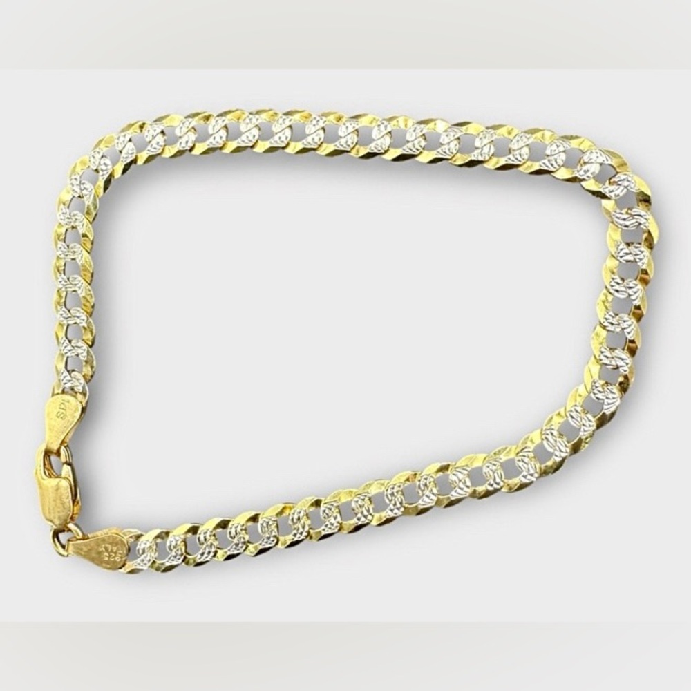 8” 14kt GOLD PLATED OVER SS DIAMOND CUT BRACELET UNISEX